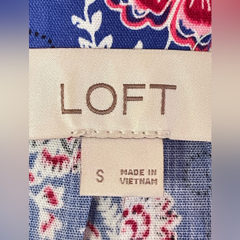LOFT Blue Floral Long-Sleeve Blouse - Picture 5 of 9